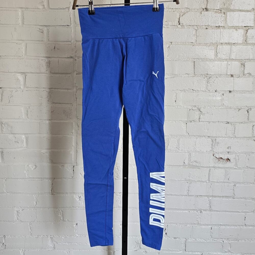 Puma Royal Blue Athletic Leggings┃Graphic & Embroidered Logo┃Sporty Athleisure